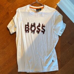 Boss White and Black Graphic Tee